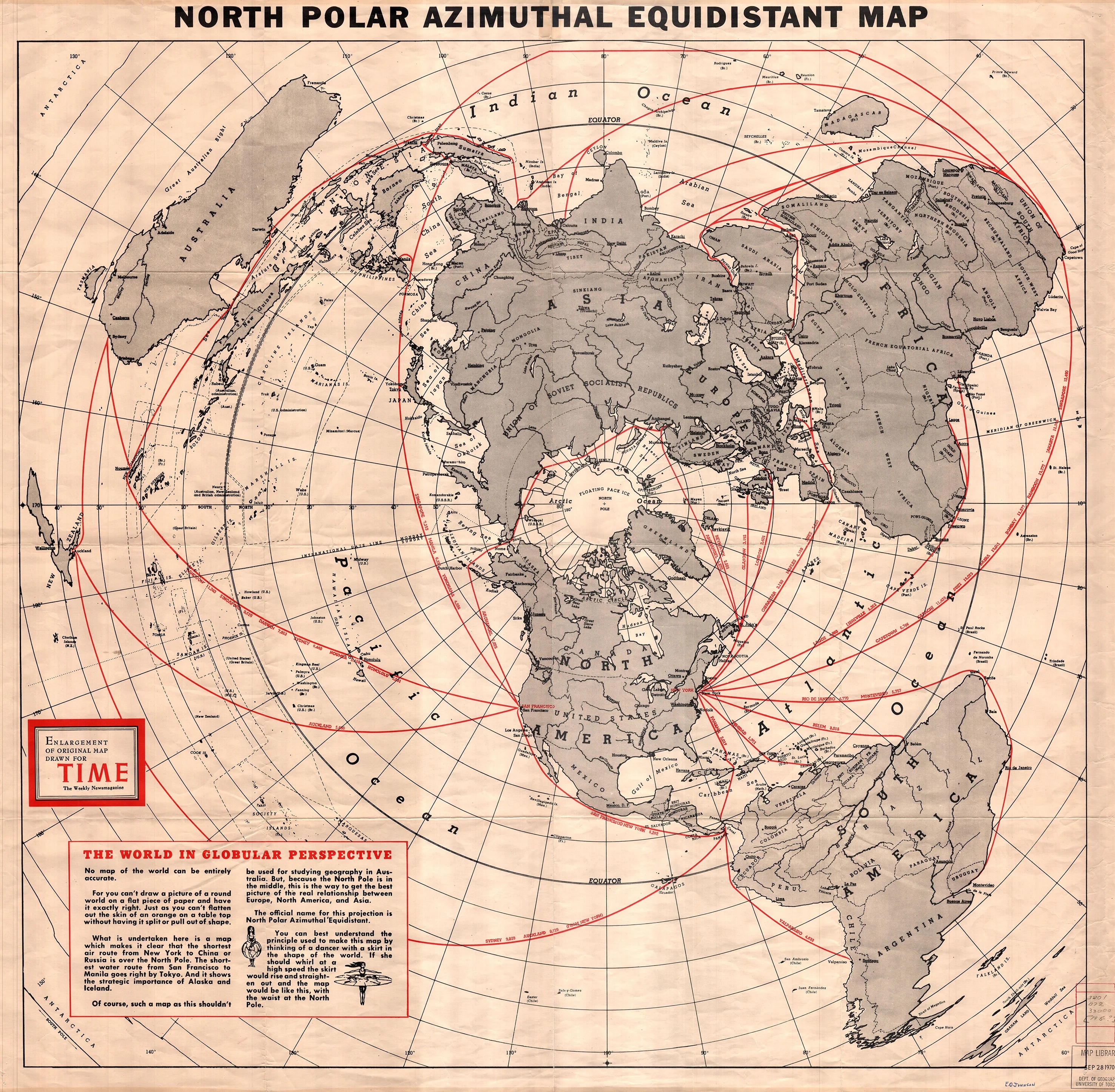 Historic north-pole-centered azimuthal map